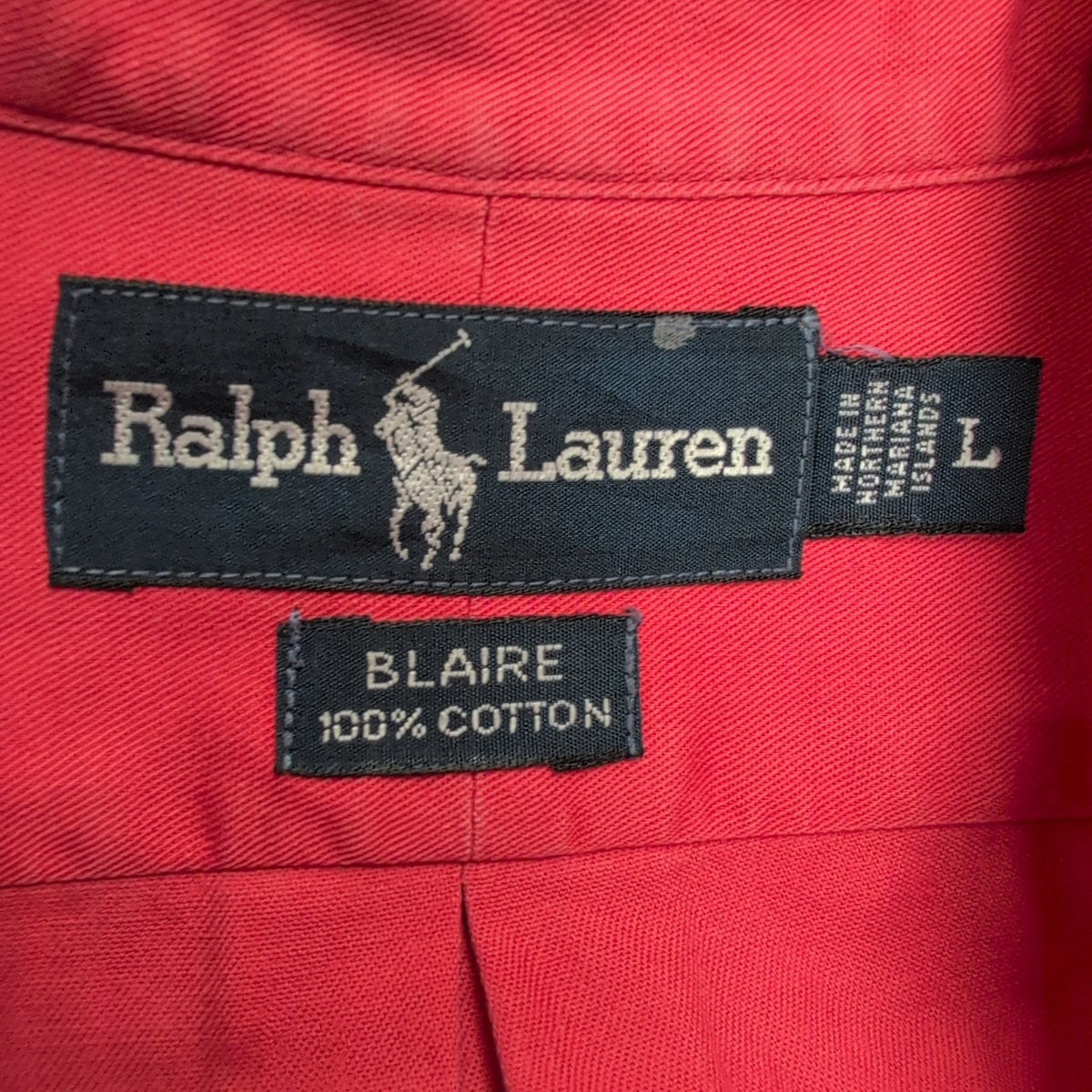 Chemise Ralph Lauren Blaire L Rouge Shirt Button Down Coton Logo Bleu Marine