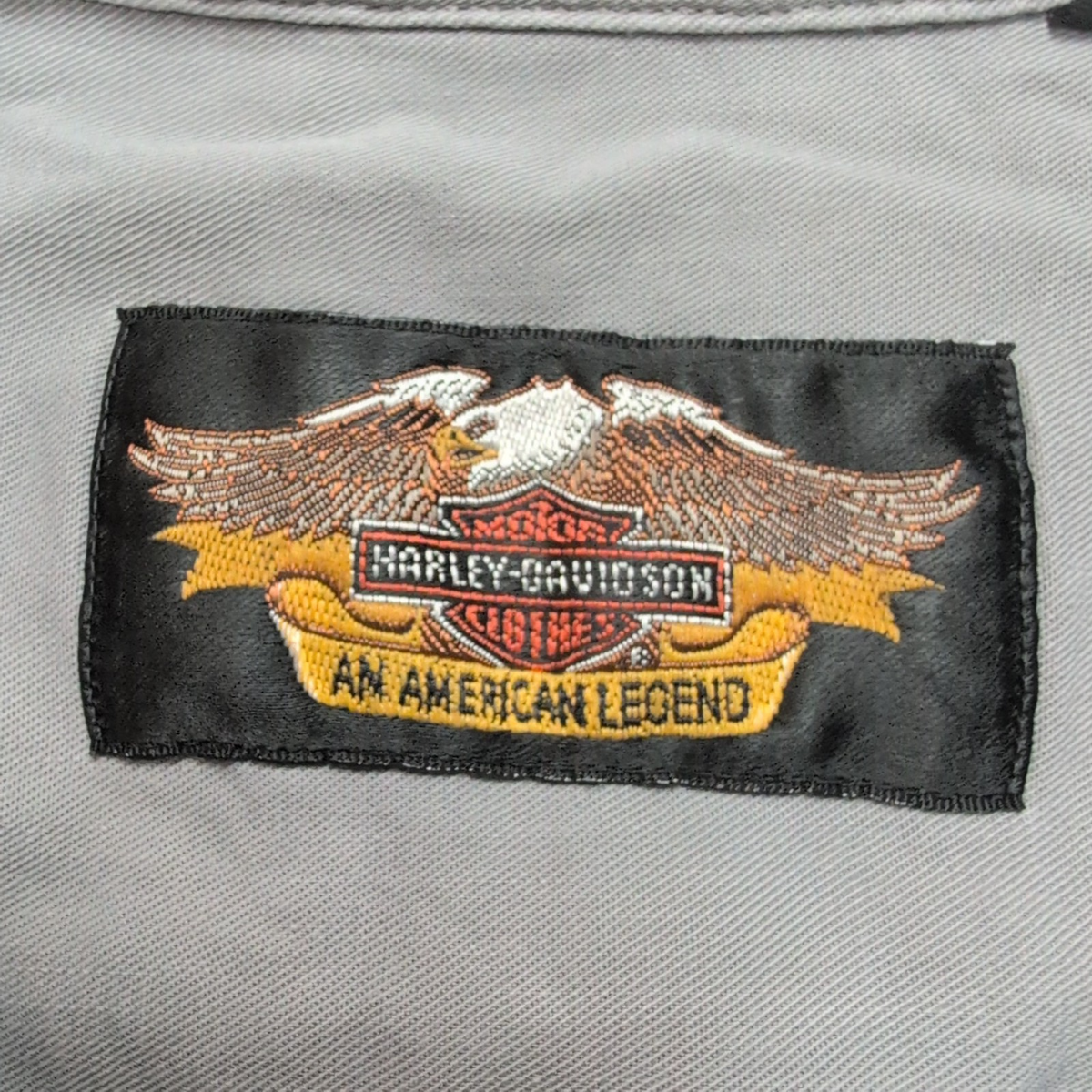 Chemise Harley-Davidson XXL Grise Boutons Pression 100% Coton Manches longues