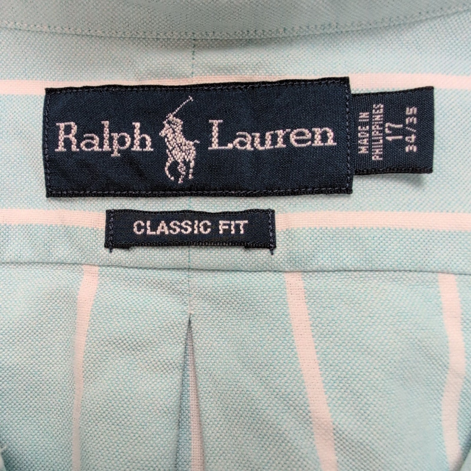 Chemise Ralph Lauren Classic Fit XL Turquoise Rayures Logo Premium
