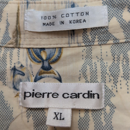 Chemise Hawaïenne Pierre Cardin XL Poissons Beige 100% Coton manches courtes
