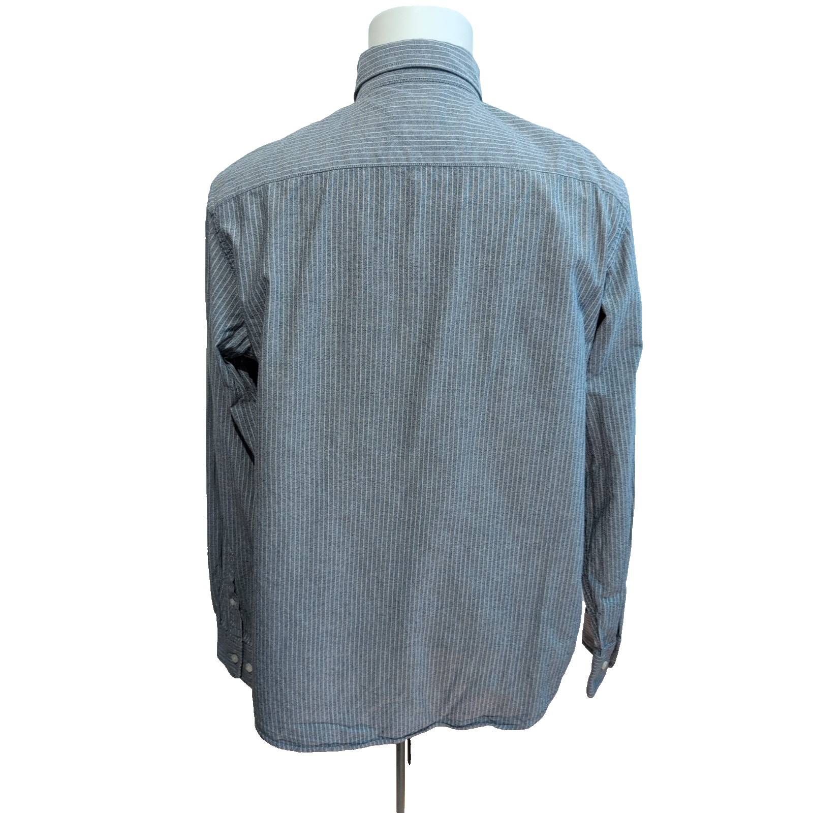 Chemise U.S. Polo Assn XL Grise Rayures Blanches Coton Logo Manches Longues