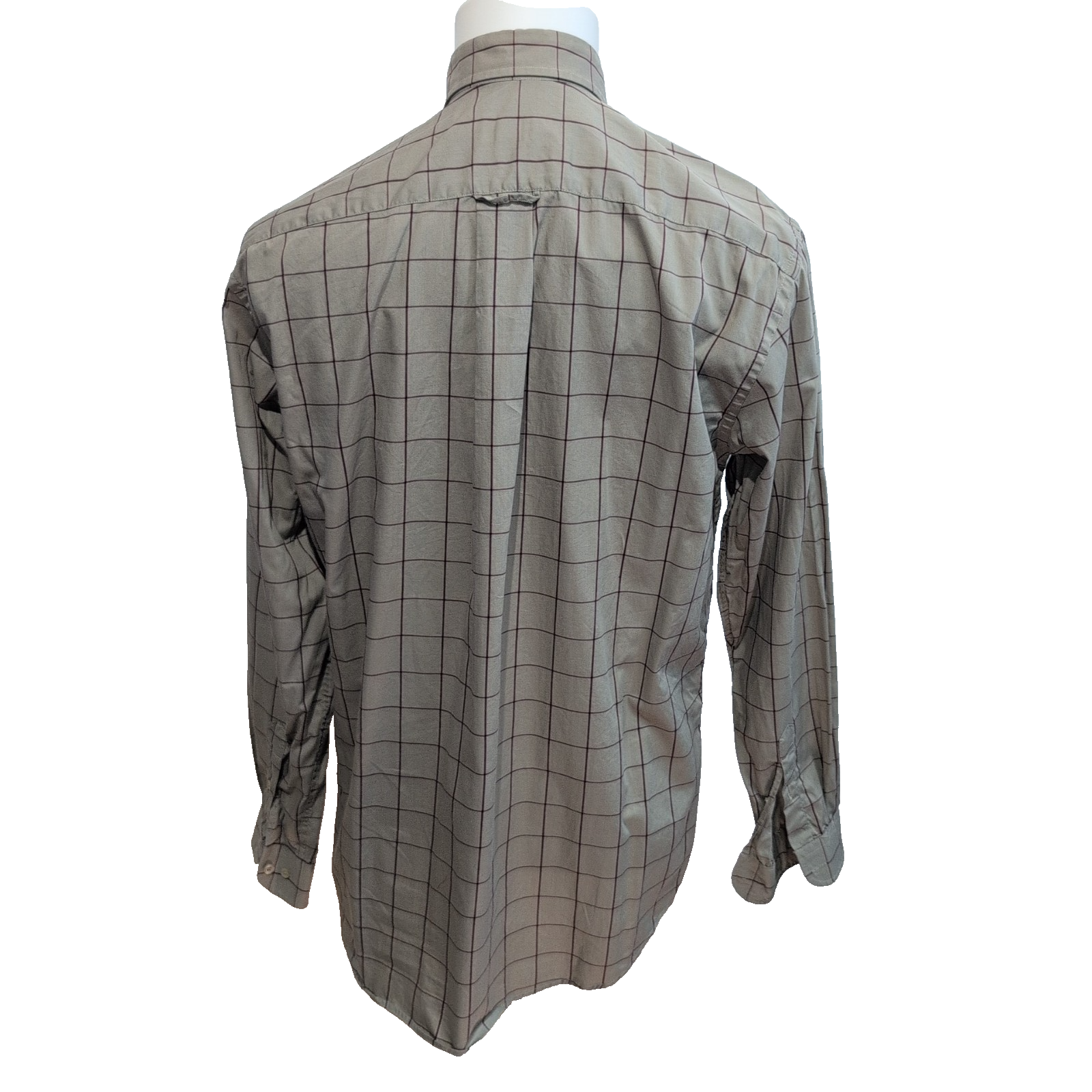 Chemise Lacoste 39 Kaki Clair Carreaux Bordeaux Poche manches longues