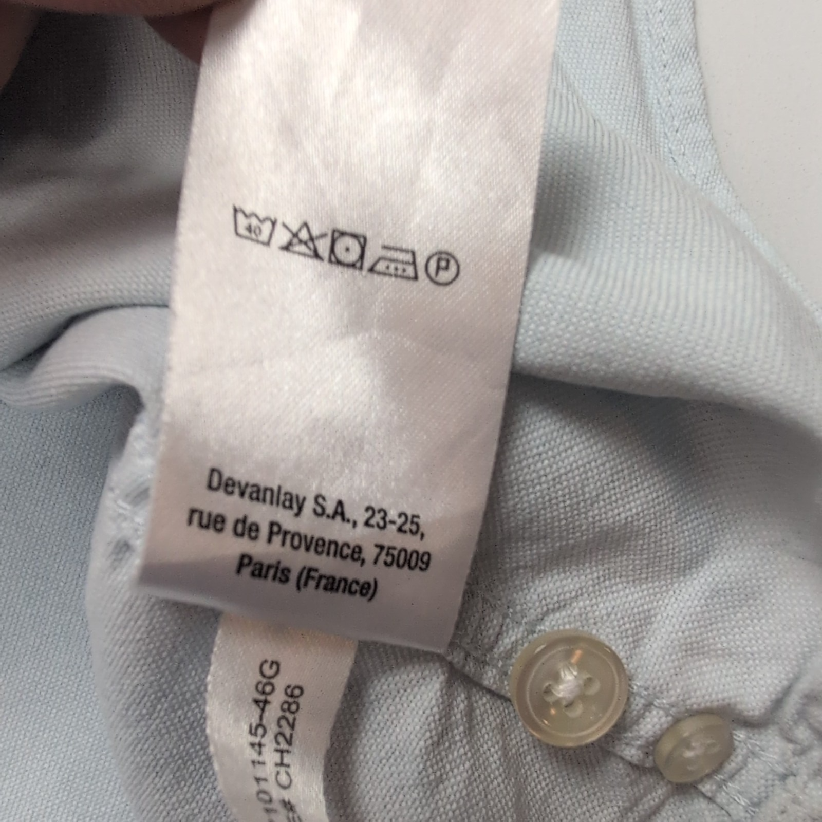 Chemise Lacoste 42 L Bleu Clair Regular Fit Logo Vert Coton manches longues