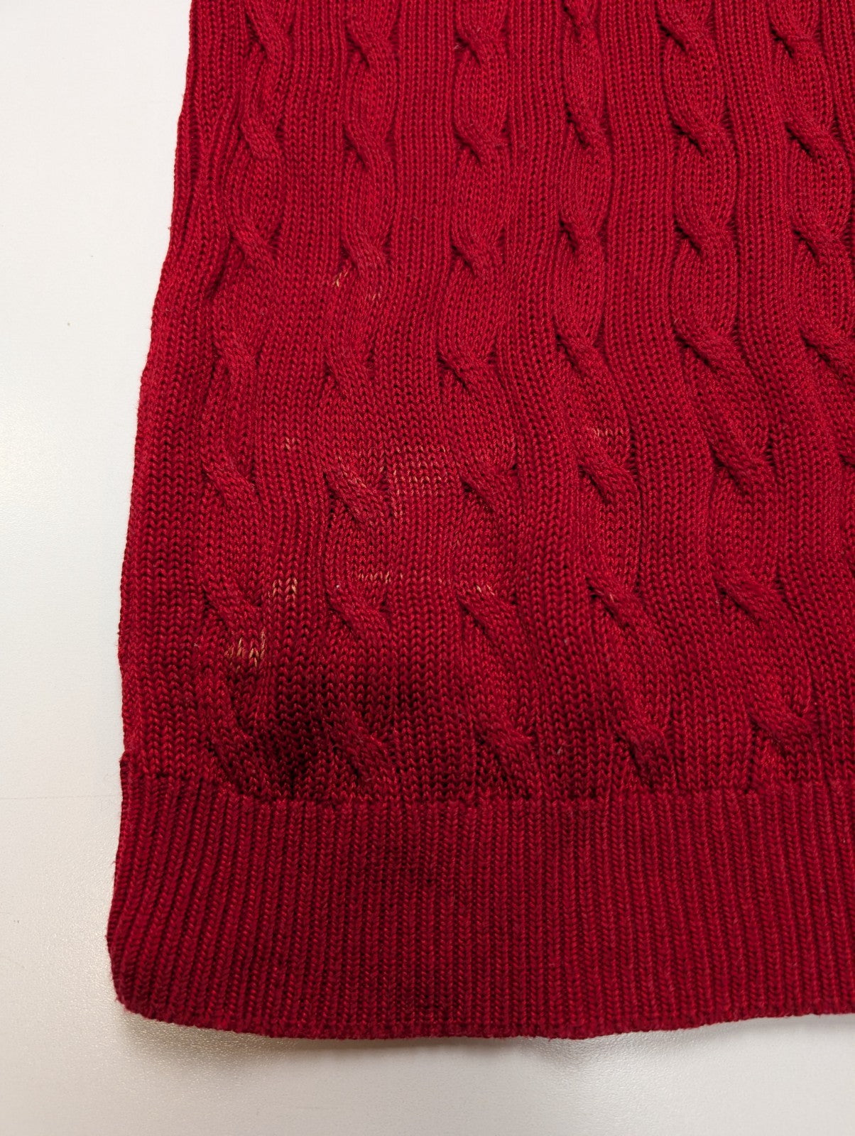 Pull Lauren Ralph Lauren Femme Rouge Satiné Torsadé Boutons Métal Taille L