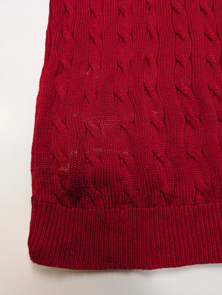 Pull Lauren Ralph Lauren Femme Rouge Satiné Torsadé Boutons Métal Taille L