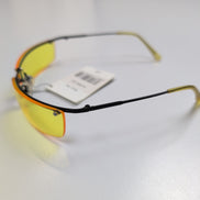 Lunettes de soleil Y2K Branche fine Métal Noir Mat Rectangulaire Jaune