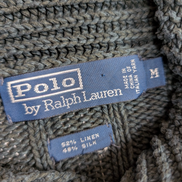 Pull Polo Ralph Lauren M vert foncé lin soie col boule maille torsadée RL