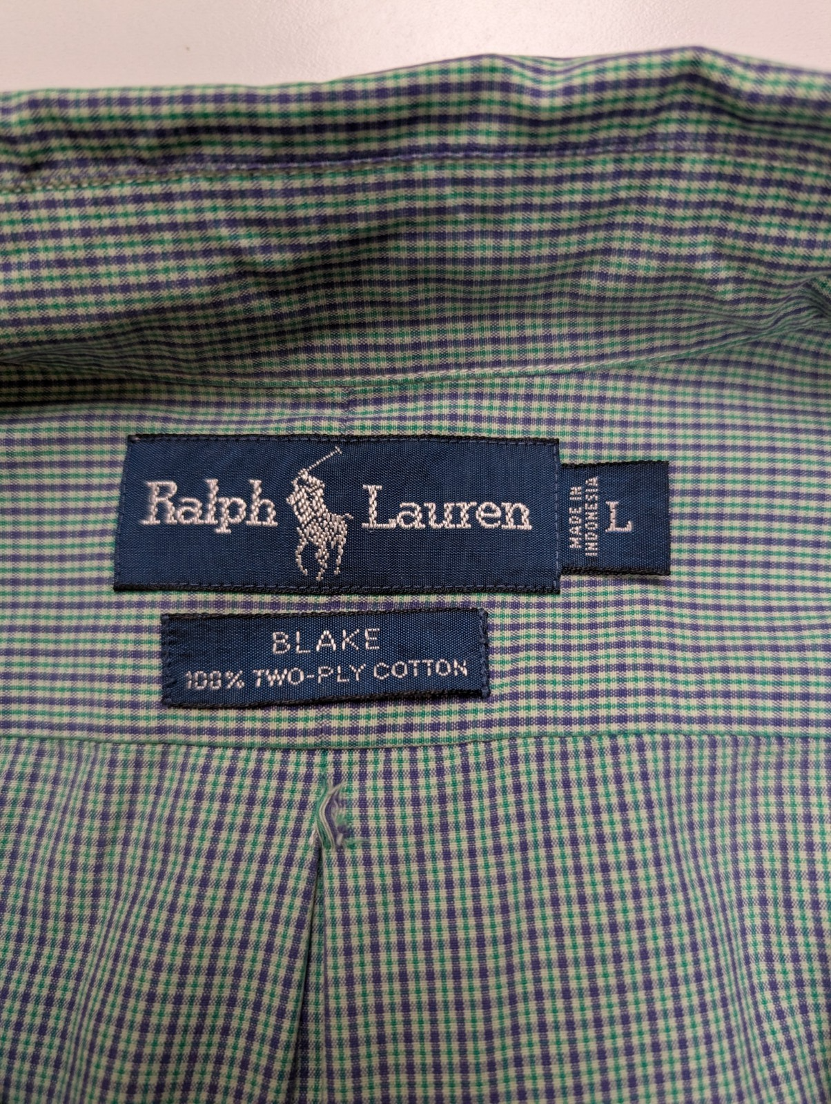 Chemise Polo Ralph Lauren Shirt L Blake Carreaux Vert Violet Two-Ply Button Down