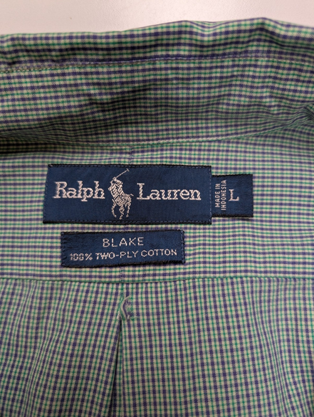 Chemise Polo Ralph Lauren Shirt L Blake Carreaux Vert Violet Two-Ply Button Down