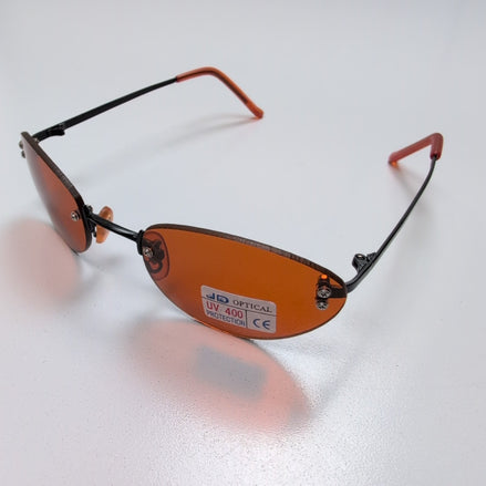 Lunettes de soleil JD Optical Y2K Ovales Sans Monture Ambre Métal Noir Mat