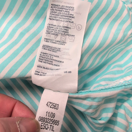 Chemise Tommy Hilfiger Homme XXL Turquoise Blanche Rayée Coton Poche