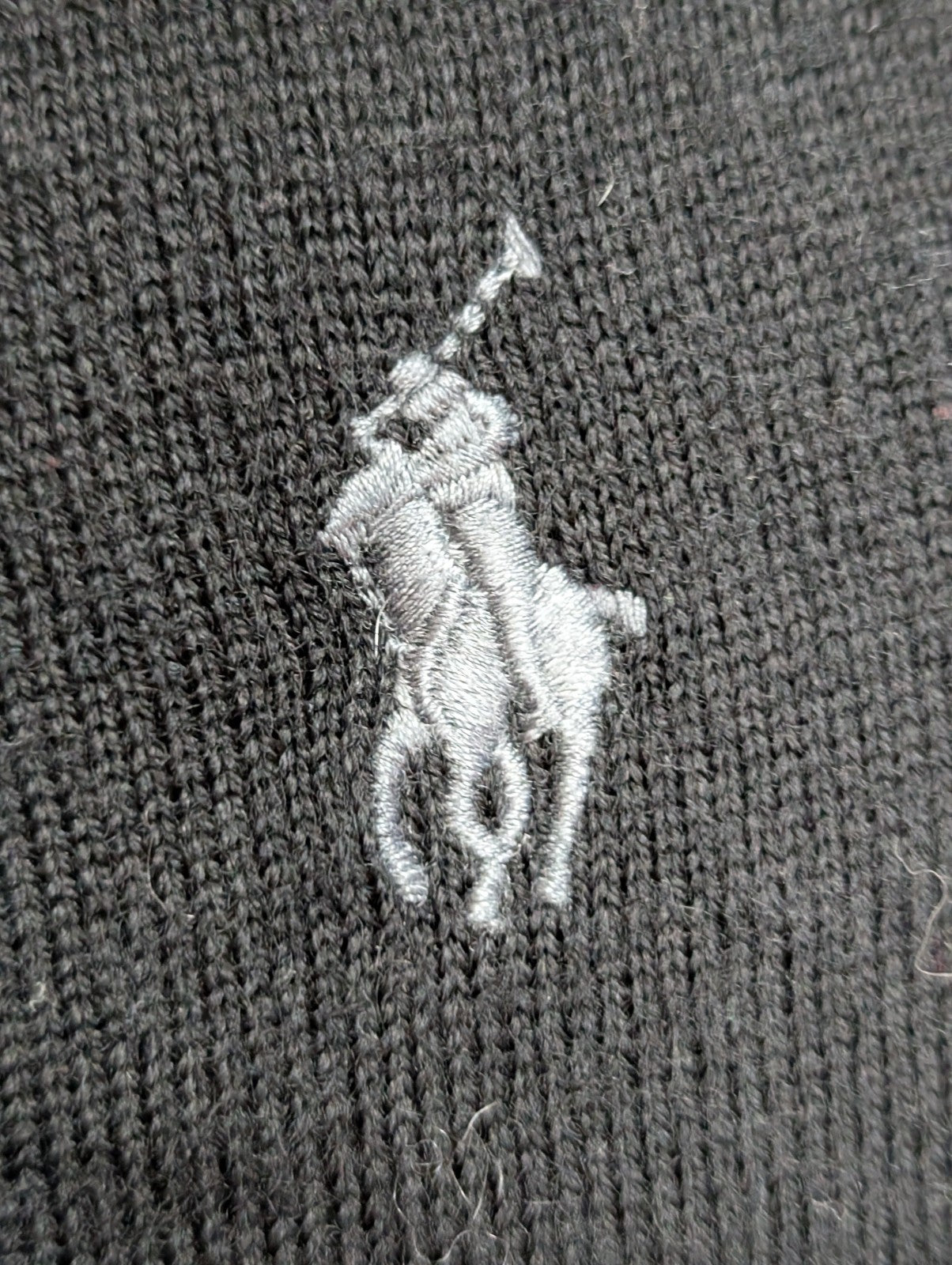 Pull Polo Ralph Lauren Laine Mérinos Noir Col Rond Taille S Logo Gris | 546WSR