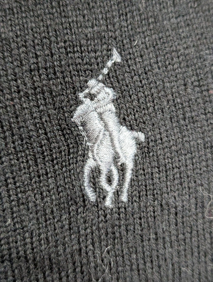 Pull Polo Ralph Lauren Laine Mérinos Noir Col Rond Taille S Logo Gris | 546WSR