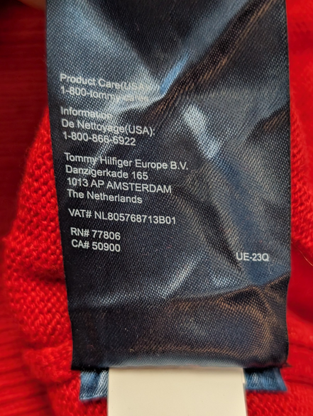 Pull TOMMY HILFIGER Bleu Marine Logo Géant Relief Taille M Coton Homme