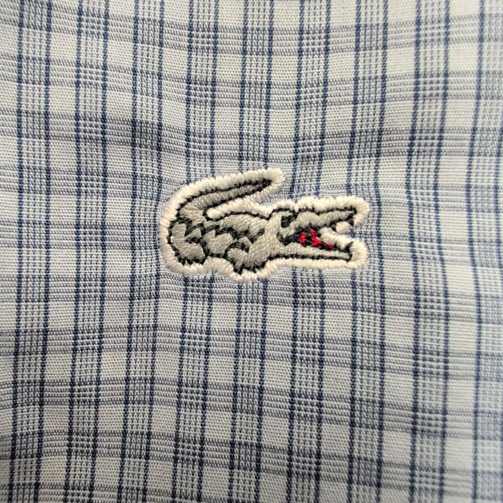 Chemise Lacoste Bleue À Carreaux Regular Fit FR 41 M Manches Longues