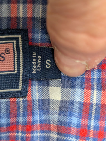 Chemise Flanelle VINEYARD VINES S Coton Bleu Rouge Logo Baleine |281S