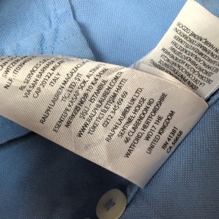 Chemise Polo Ralph Lauren XL Bleue Shirt Button Down Manches Courtes QR code