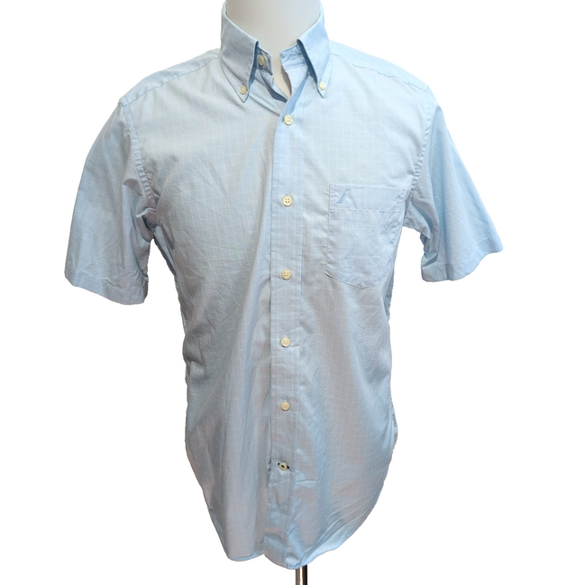 Chemise Nautica S Bleu Clair Carreaux Coton Logo Brodé manches courtes