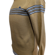 Pull Vintage IZOD Lacoste Enfant 18 (XL) beige rayures bleu acrylique logo brodé