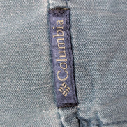 CHEMISE COLUMBIA Coton Patiné Bleu L Homme 2 Poches Casual Boutons Métal