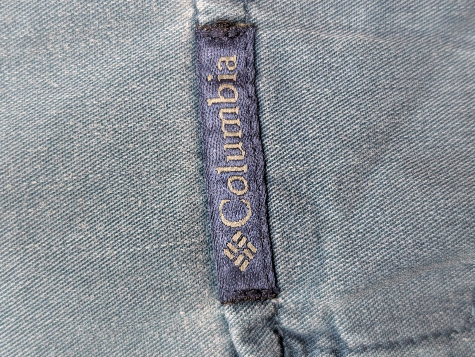 CHEMISE COLUMBIA Coton Patiné Bleu L Homme 2 Poches Casual Boutons Métal