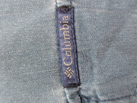 CHEMISE COLUMBIA Coton Patiné Bleu L Homme 2 Poches Casual Boutons Métal
