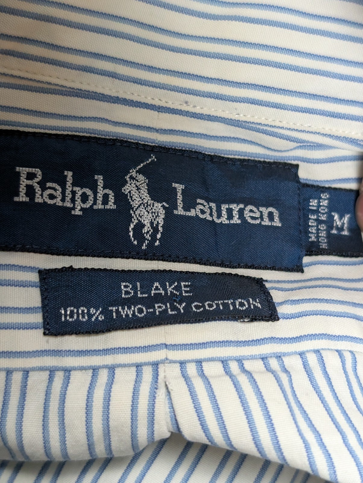 Chemise Polo Ralph Lauren Shirt M L Blake Double Rayures Bleu Button Down Logo