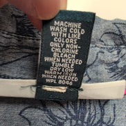 Chemise Karen Scott XL Bleu Effet Jean Fleurs Coton Poche Manches 3/4