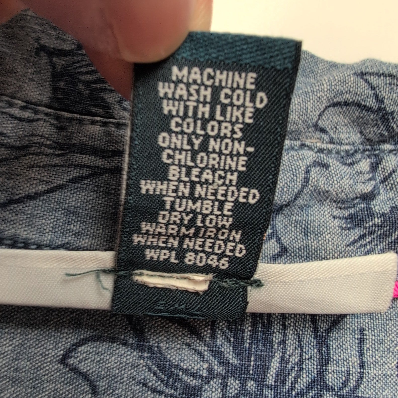Chemise Karen Scott XL Bleu Effet Jean Fleurs Coton Poche Manches 3/4