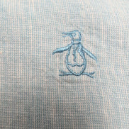Chemise Penguin L Bleu Clair Uni Lin Coton Manches Retractables