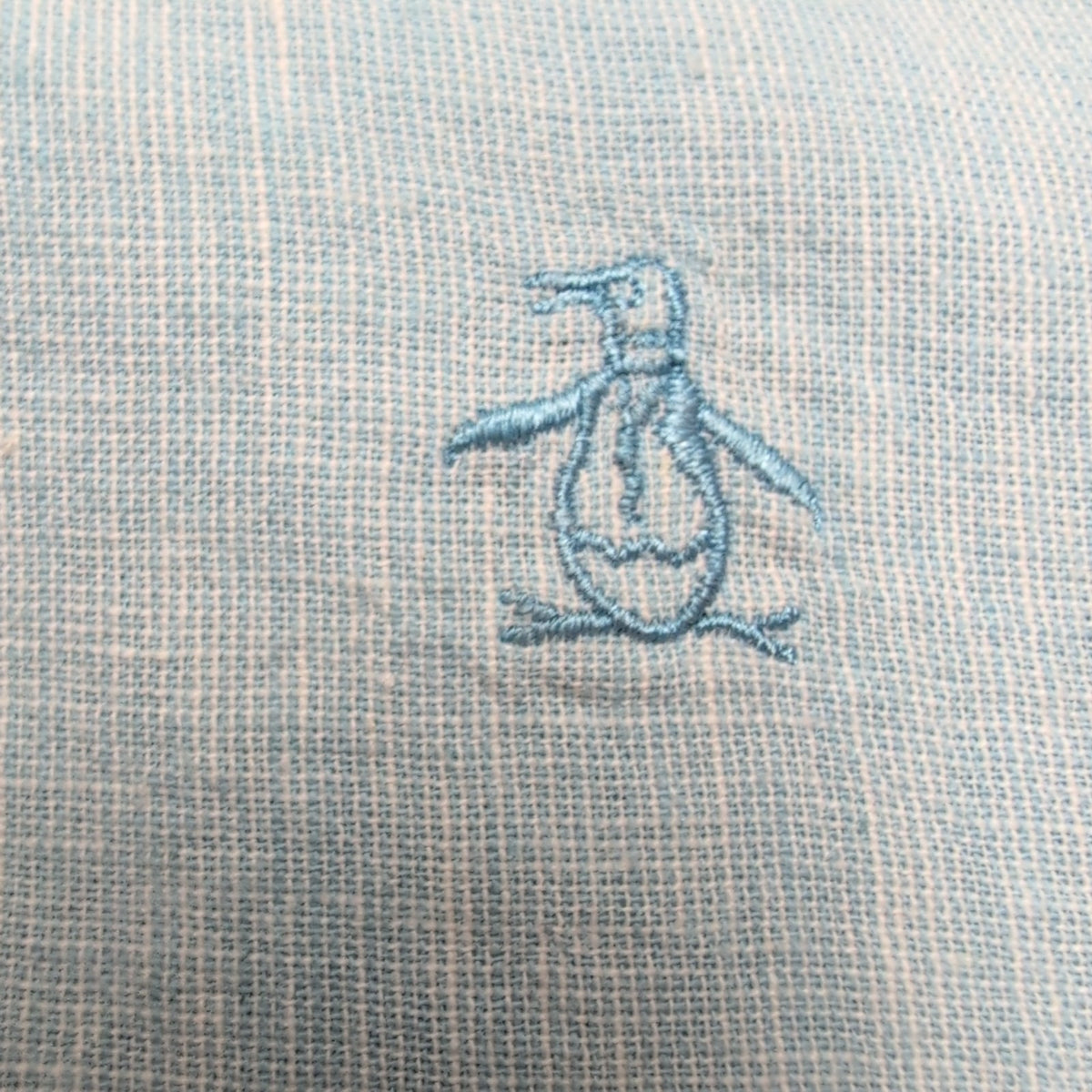 Chemise Penguin L Bleu Clair Uni Lin Coton Manches Retractables