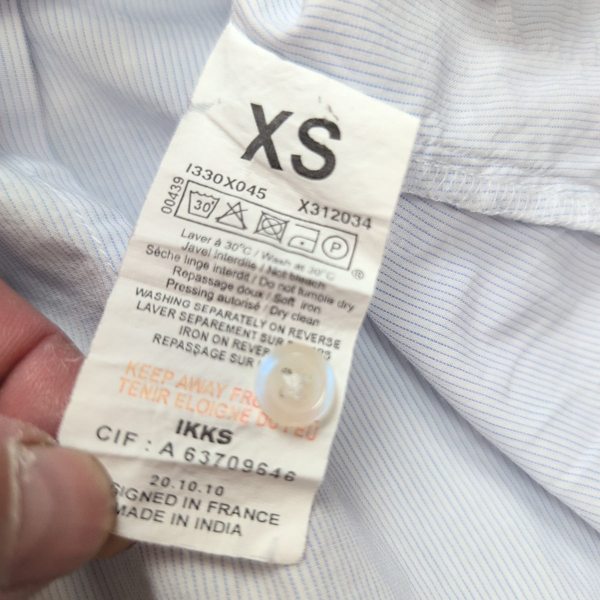 Chemise IKKS femme XS bleu à rayures cintrée 100% coton 2 poches