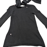 Pull Femme Tommy Hilfiger Noir Angora - Écharpe Intégrée - Taille XS