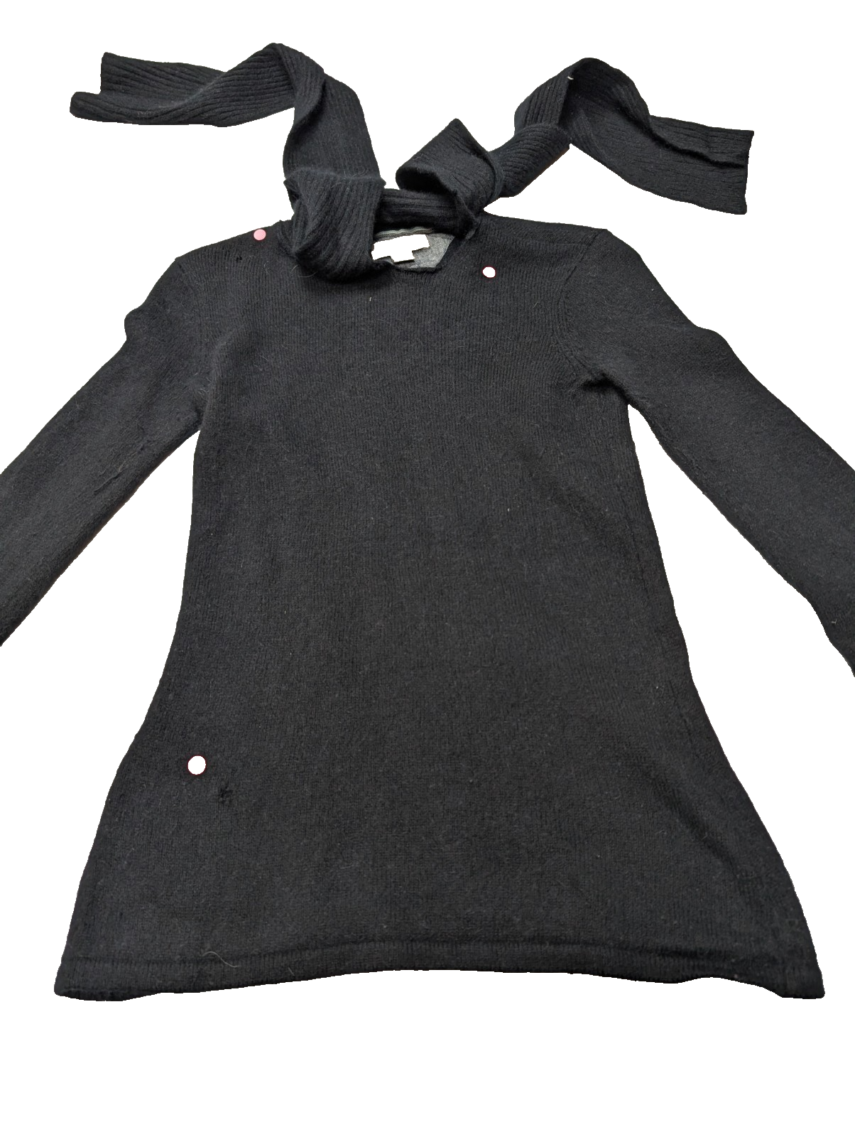 Pull Femme Tommy Hilfiger Noir Angora - Écharpe Intégrée - Taille XS