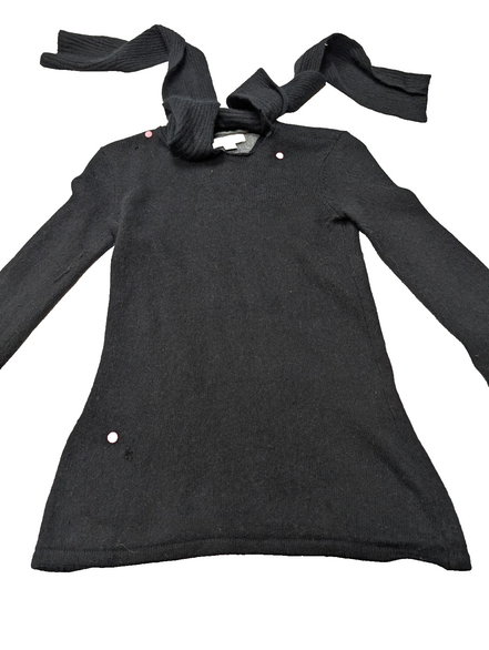 Pull Femme Tommy Hilfiger Noir Angora - Écharpe Intégrée - Taille XS