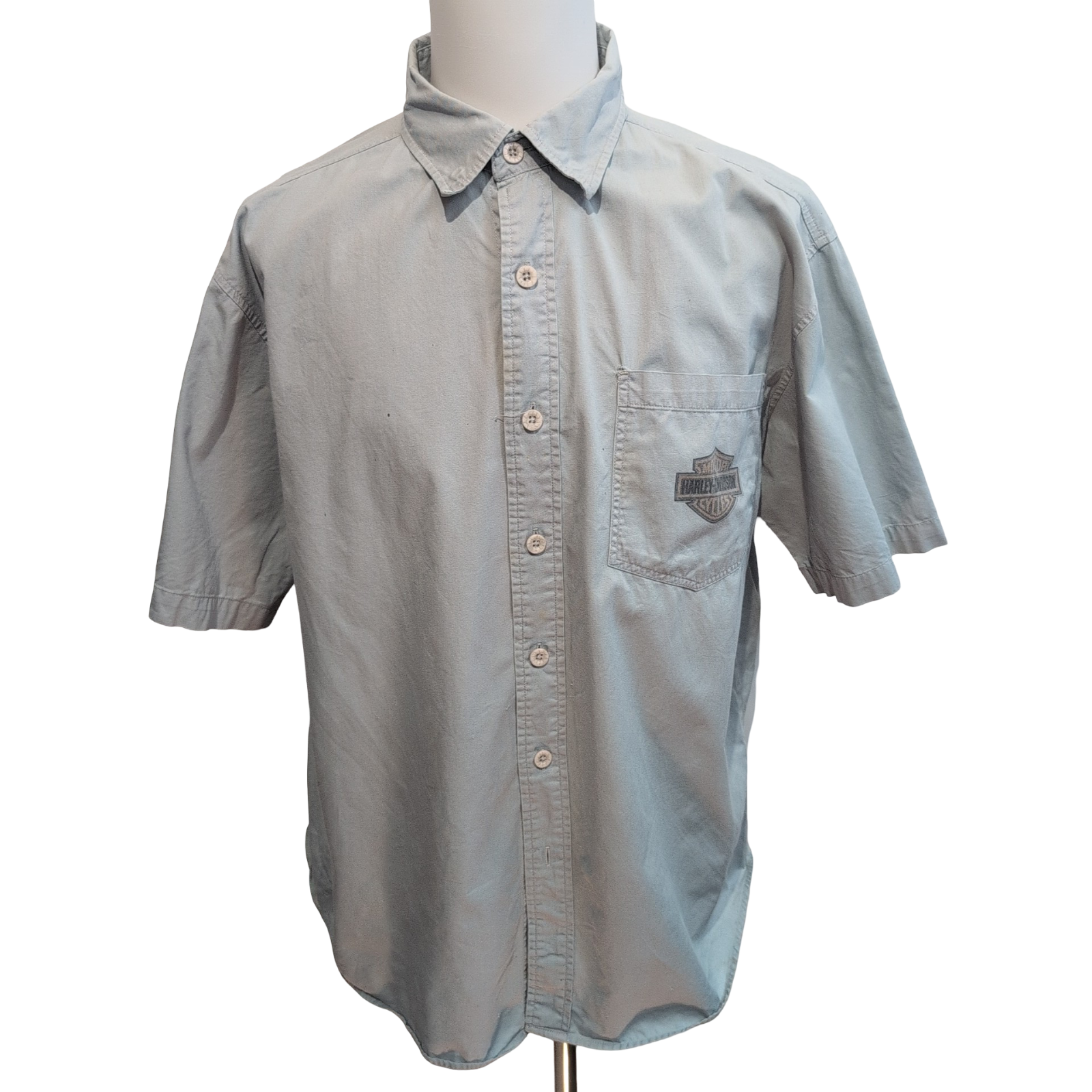 Chemise Harley Davidson XL Grise Logo Dos Vintage manches courtes