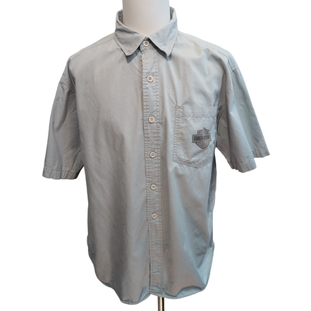 Chemise Harley Davidson XL Grise Logo Dos Vintage manches courtes