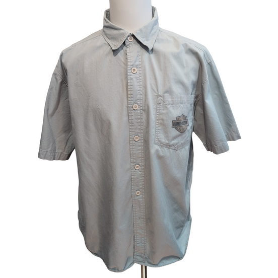 Chemise Harley Davidson XL Grise Logo Dos Vintage manches courtes