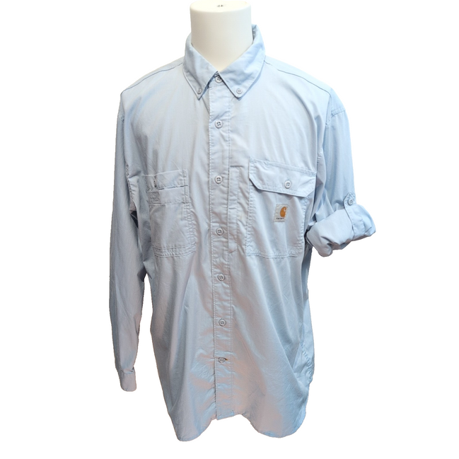 Chemise Carhartt Force Relaxed Fit XL Bleu uni 5 Poches Ventilée manches rétract