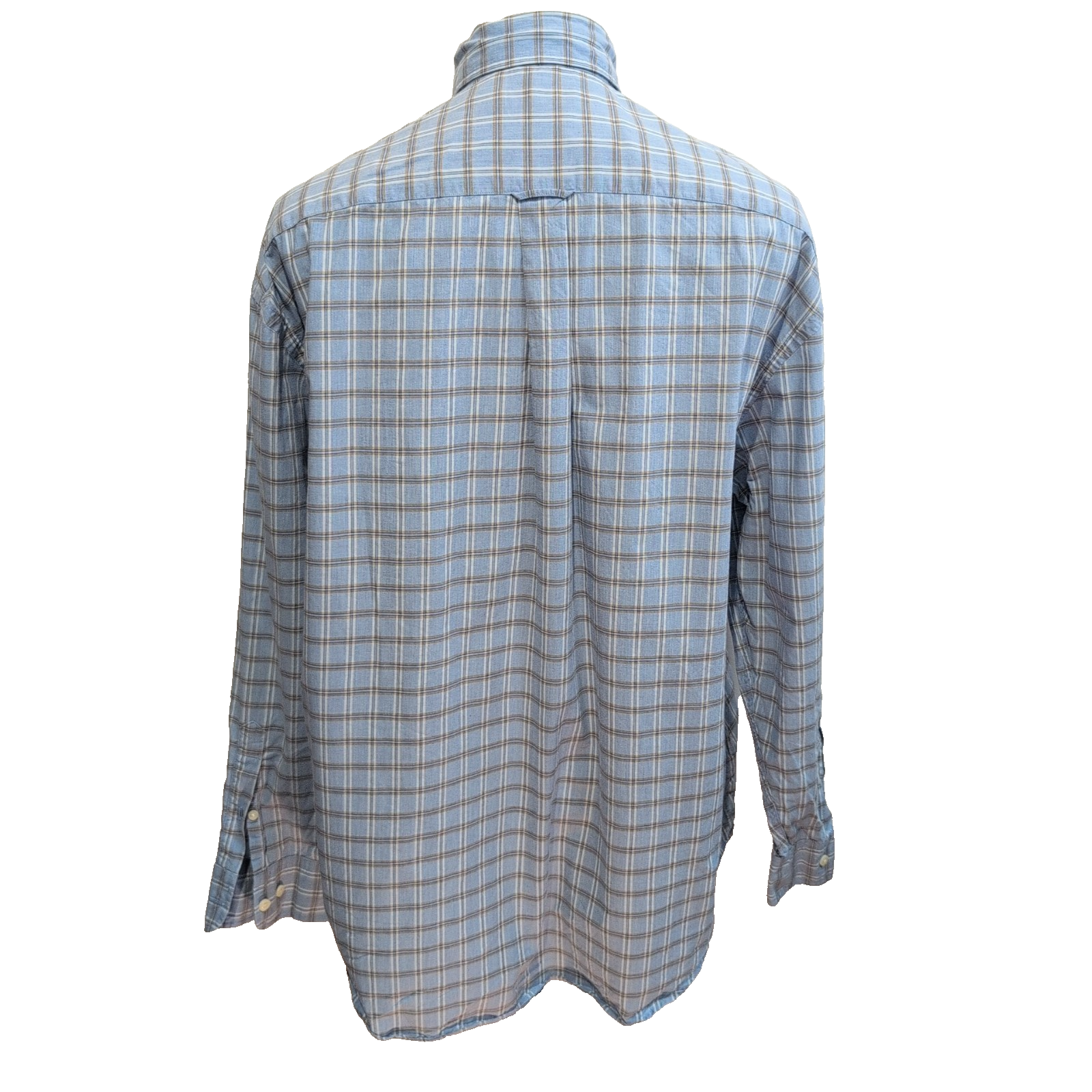 Chemise Nautica XL Bleu Clair Carreaux 100% Coton Logo Poche manches longues