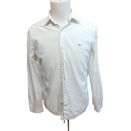 Chemise Lacoste Slim Fit 39 S (M ajusté) Blanche 100% Coton Logo Gris
