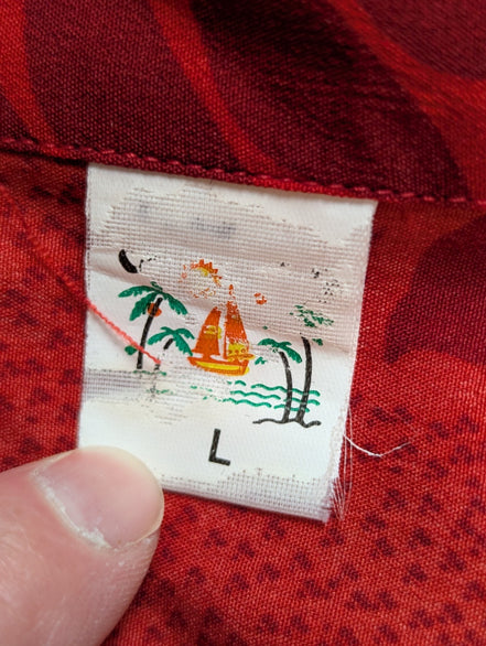 Chemise hawaïenne Terivoile rouge perroquet manches courtes taille L