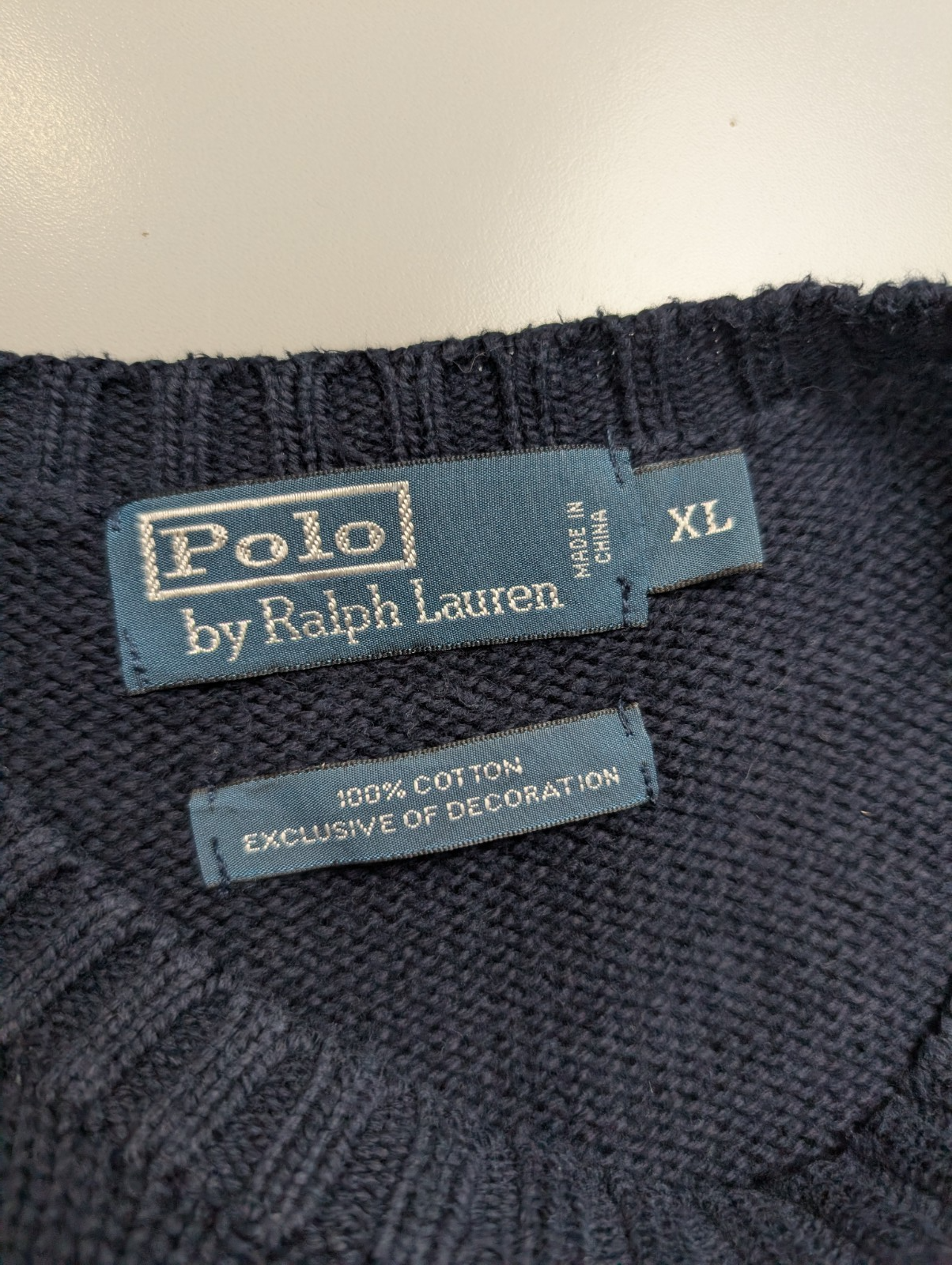 Pull POLO Ralph Lauren Maille Dense Bleu Marine Col Rond - Taille XL