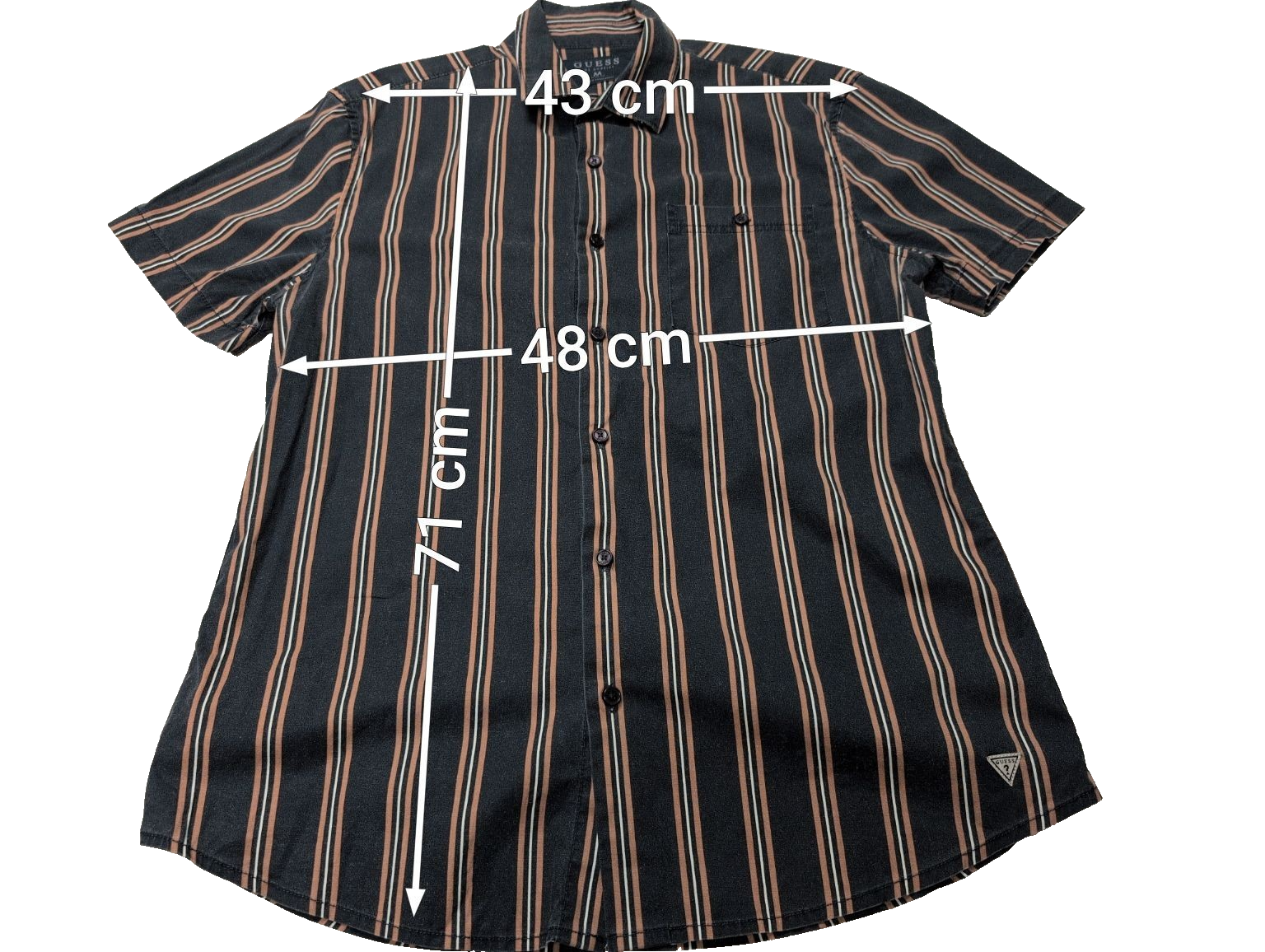 Chemise manches courtes Guess noir à rayures taille M #119msch