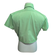 Chemise Blue Rinse Rework M Années 70 Crop Top Col Pointe Manches Courtes