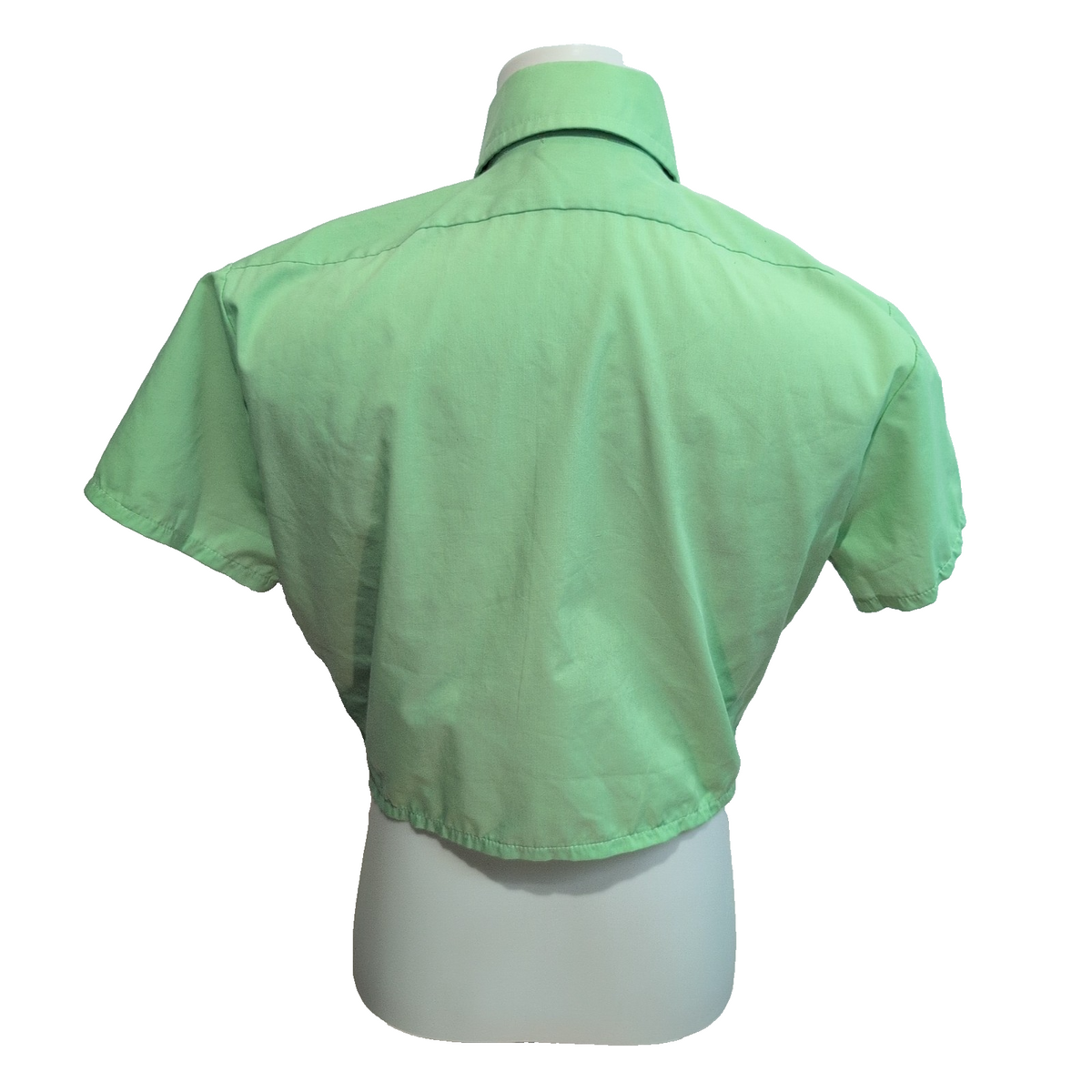 Chemise Blue Rinse Rework M Années 70 Crop Top Col Pointe Manches Courtes