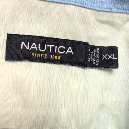 Chemise Nautica XXL Vert Pastel 53% Lin 47% Coton Manches Courtes