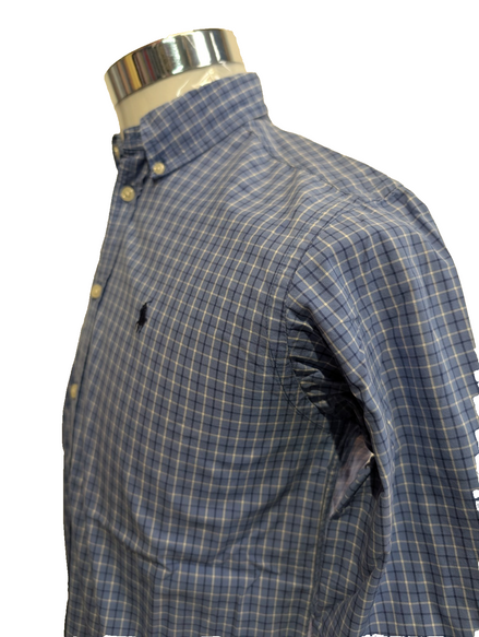 Chemise Polo Ralph Lauren Shirt Enfant XL 16 18 Ans Custom Fit Carreaux Bleu