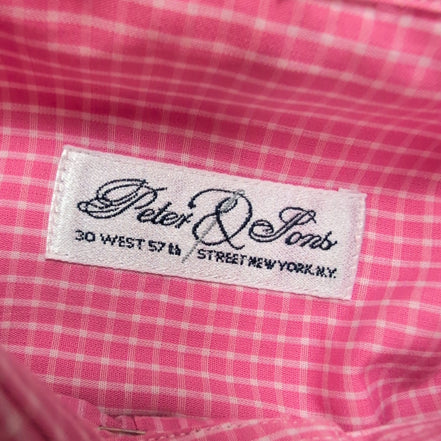Chemise Peter & Sons New York L Rose Carreaux 100% Coton Neuve Sans Étiquette