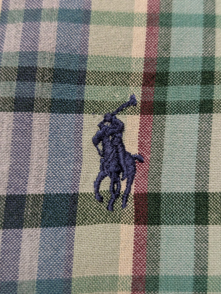 Chemise Polo Ralph Lauren Shirt Blake L XL Plaid Vert Bleu Beige Button Down